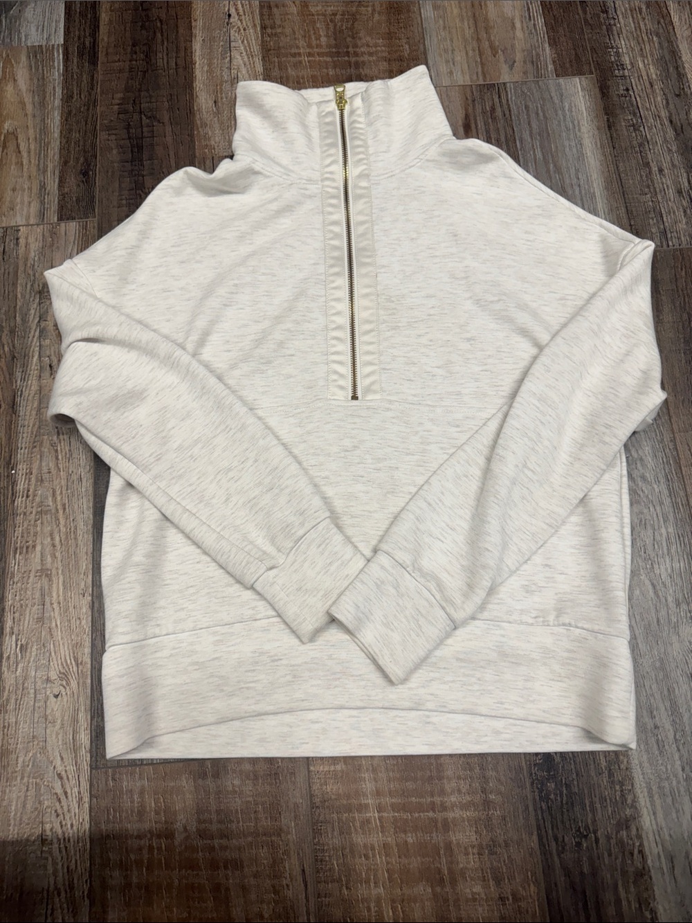 VARLEY DoubleSoft Ivory Marl Molly Half-Zip Sweatshirt, size XS